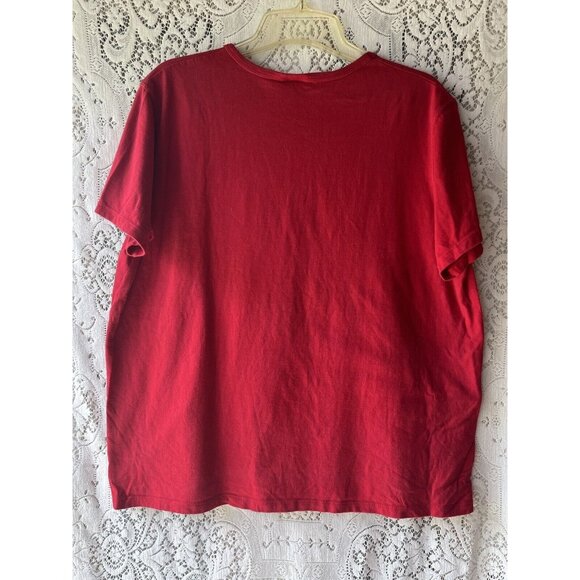 90s Vintage Hanes Red USA Stars Stripes Flag America Red‎ Shirt 100% Cotton XL - Picture 6 of 6